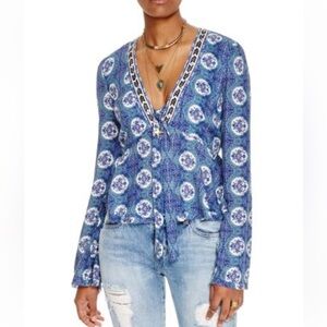 Free People Time Of Your Life Bell Sleeve Top